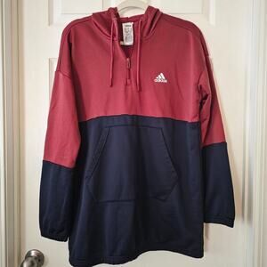 Adidas Quarter Zip Color Block Burgundy Navy Hoodie Men's Size Large
